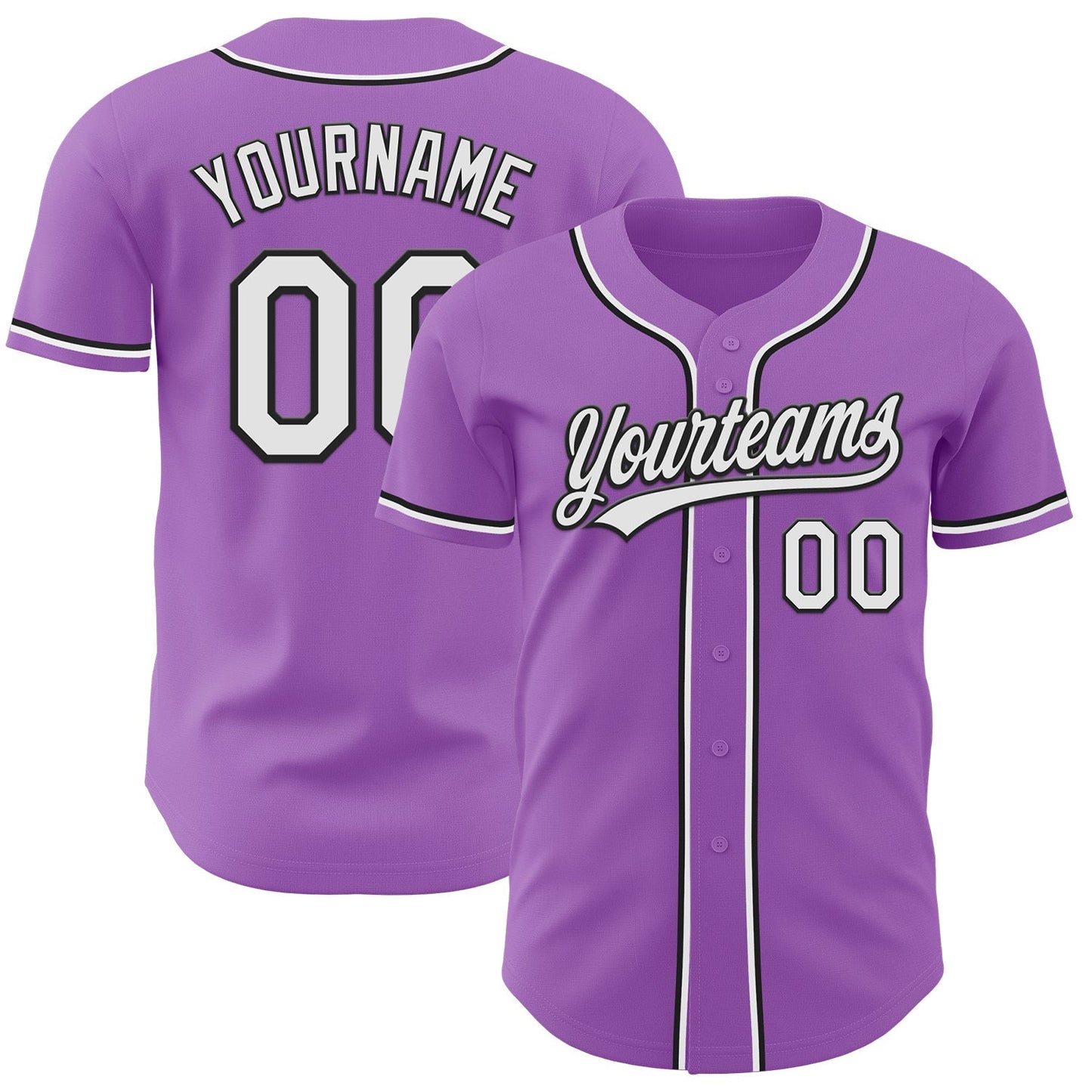 Custom Medium Purple White-Black Authentic Baseball Jersey baseball jersey product view 1