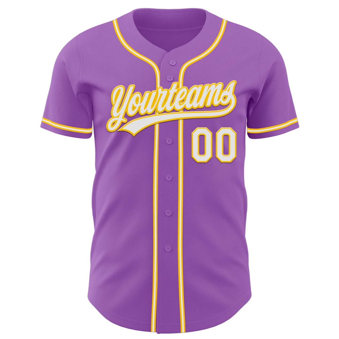 Custom Medium Purple White-Yellow Authentic Baseball Jersey baseball jersey product view 2