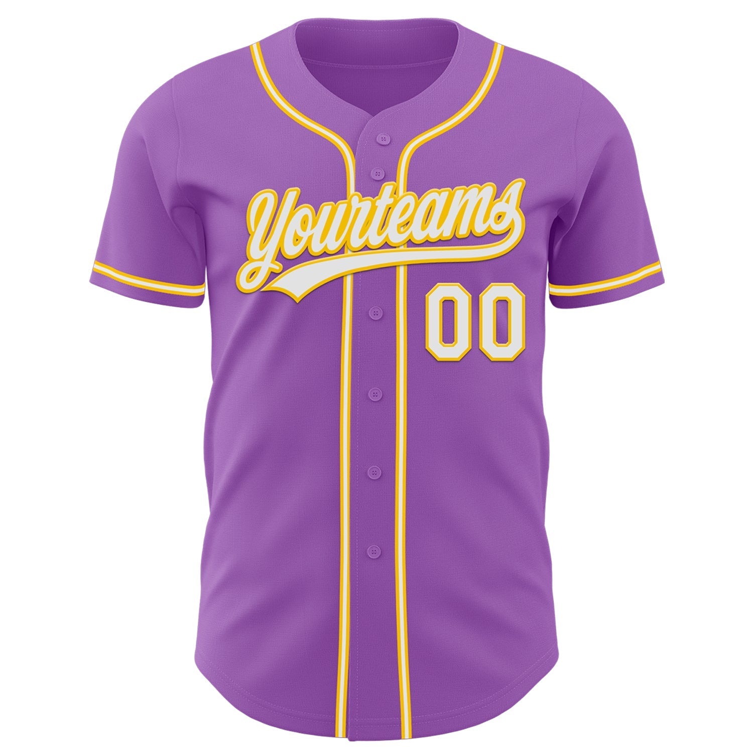 Custom Medium Purple White-Yellow Authentic Baseball Jersey baseball jersey product view 2
