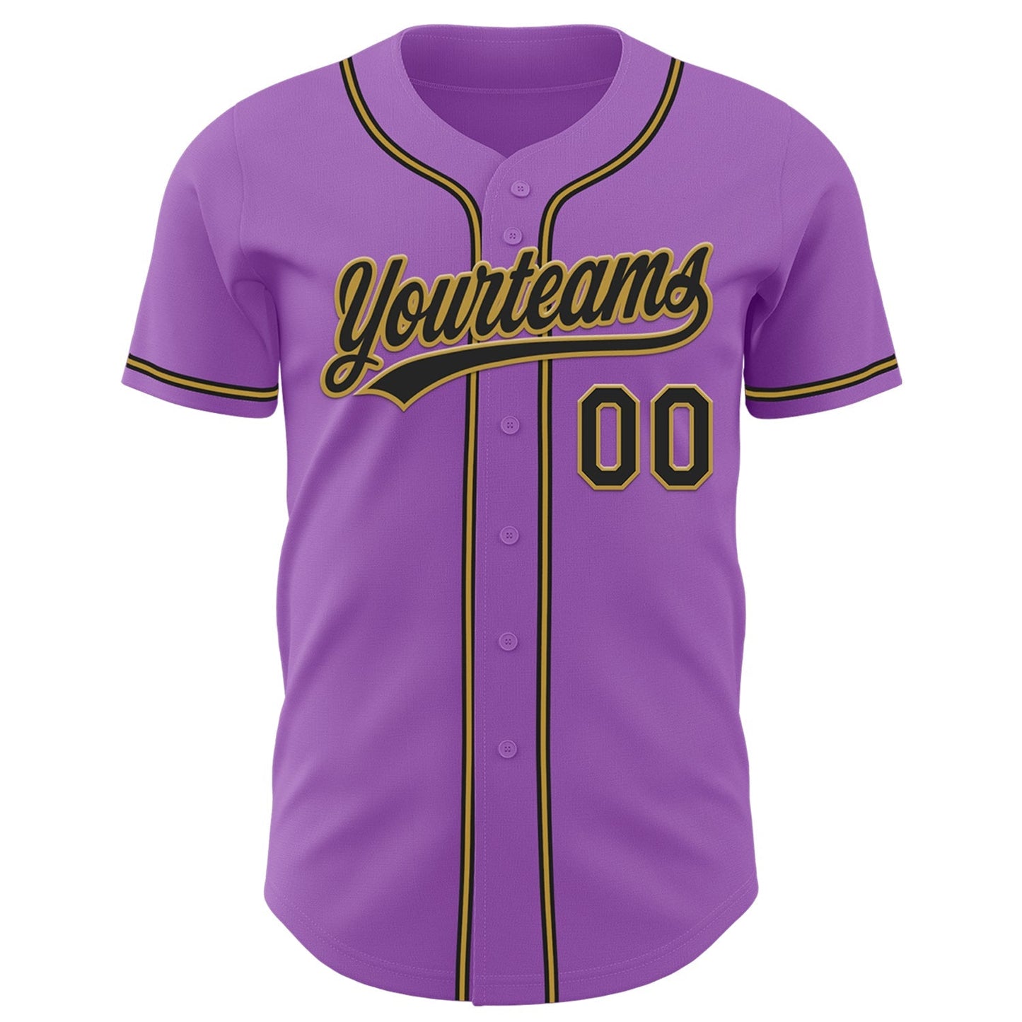 Custom Medium Purple Black-Old Gold Authentic Baseball Jersey baseball jersey product view 2