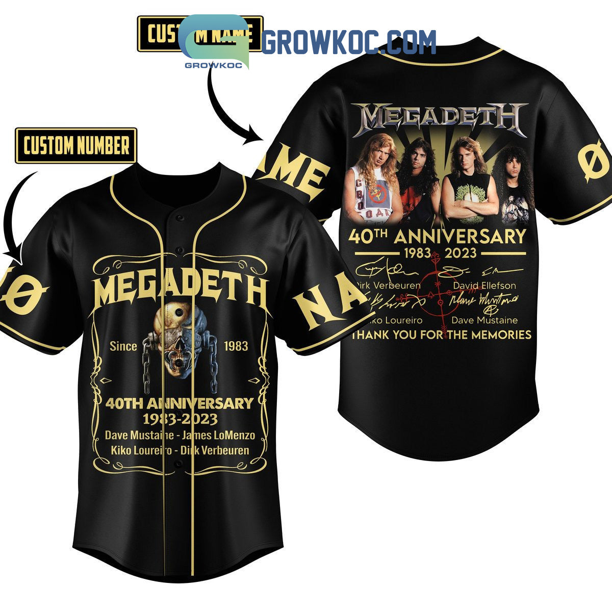Megadeth 40th Anniversary 1983 2023 Memories Personalized Baseball Jersey baseball jersey product view 1