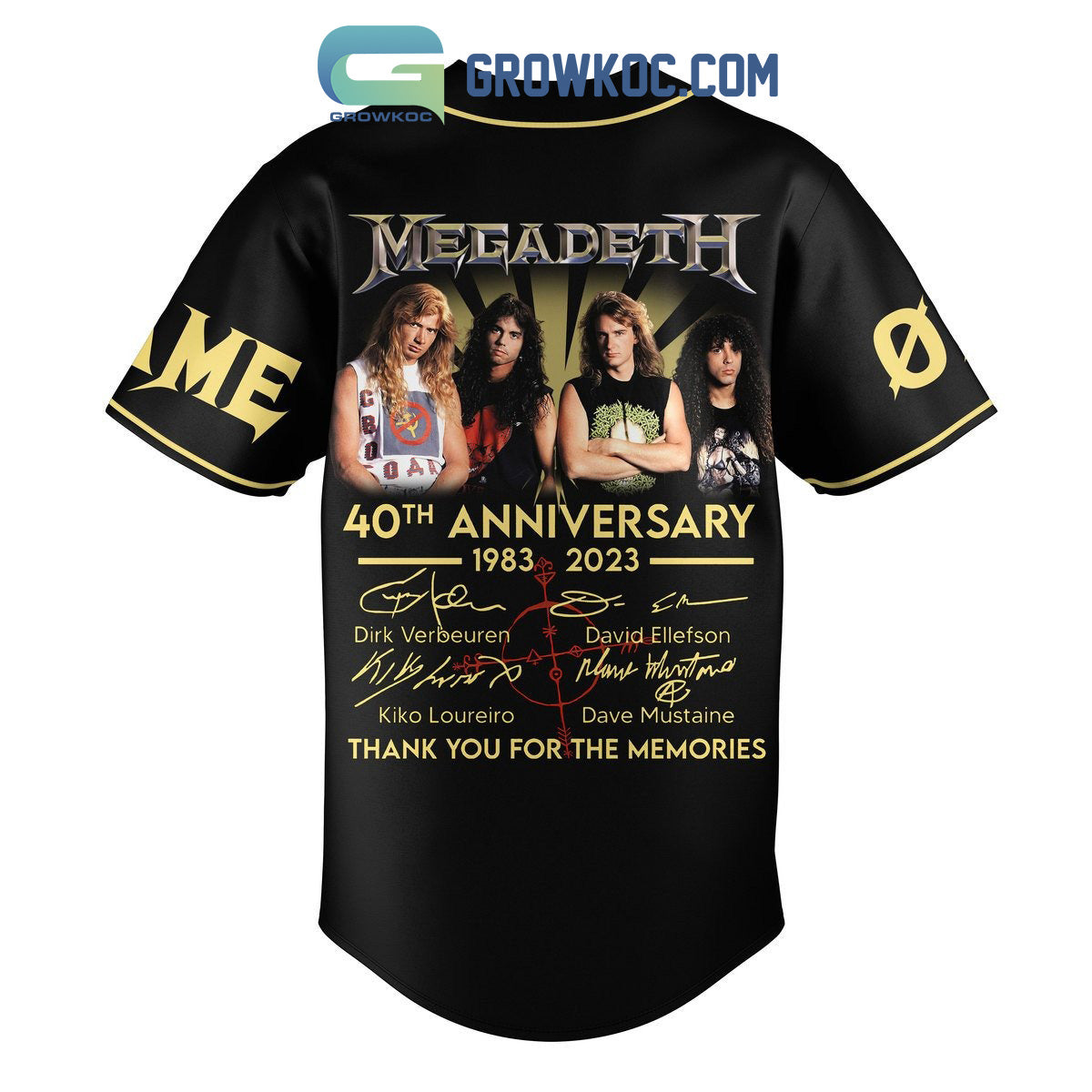 Megadeth 40th Anniversary 1983 2023 Memories Personalized Baseball Jersey baseball jersey product view 2