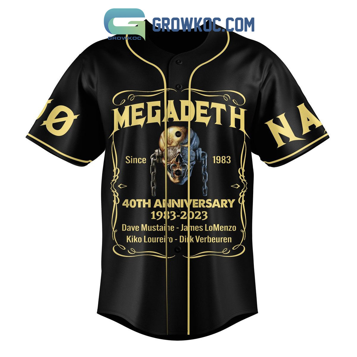 Megadeth 40th Anniversary 1983 2023 Memories Personalized Baseball Jersey baseball jersey product view 3
