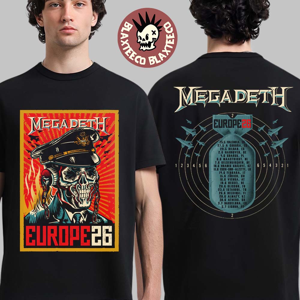 Megadeth Europe 2026 Tour Merch Commander Vic Over Europe T-Shirt Unisex T-shirt, Sweatshirt, Hoodie, Long Sleeve Tee - T-Shirt, Sweatshirt, Hoodie