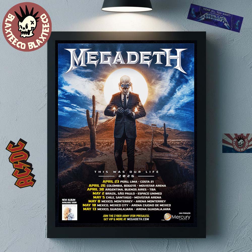 Megadeth This Was Our Life 2026 Tour Schedule Dates Home Decor Poster Canvas Unisex T-shirt, Sweatshirt, Hoodie, Long Sleeve Tee - T-Shirt, Sweatshirt, Hoodie