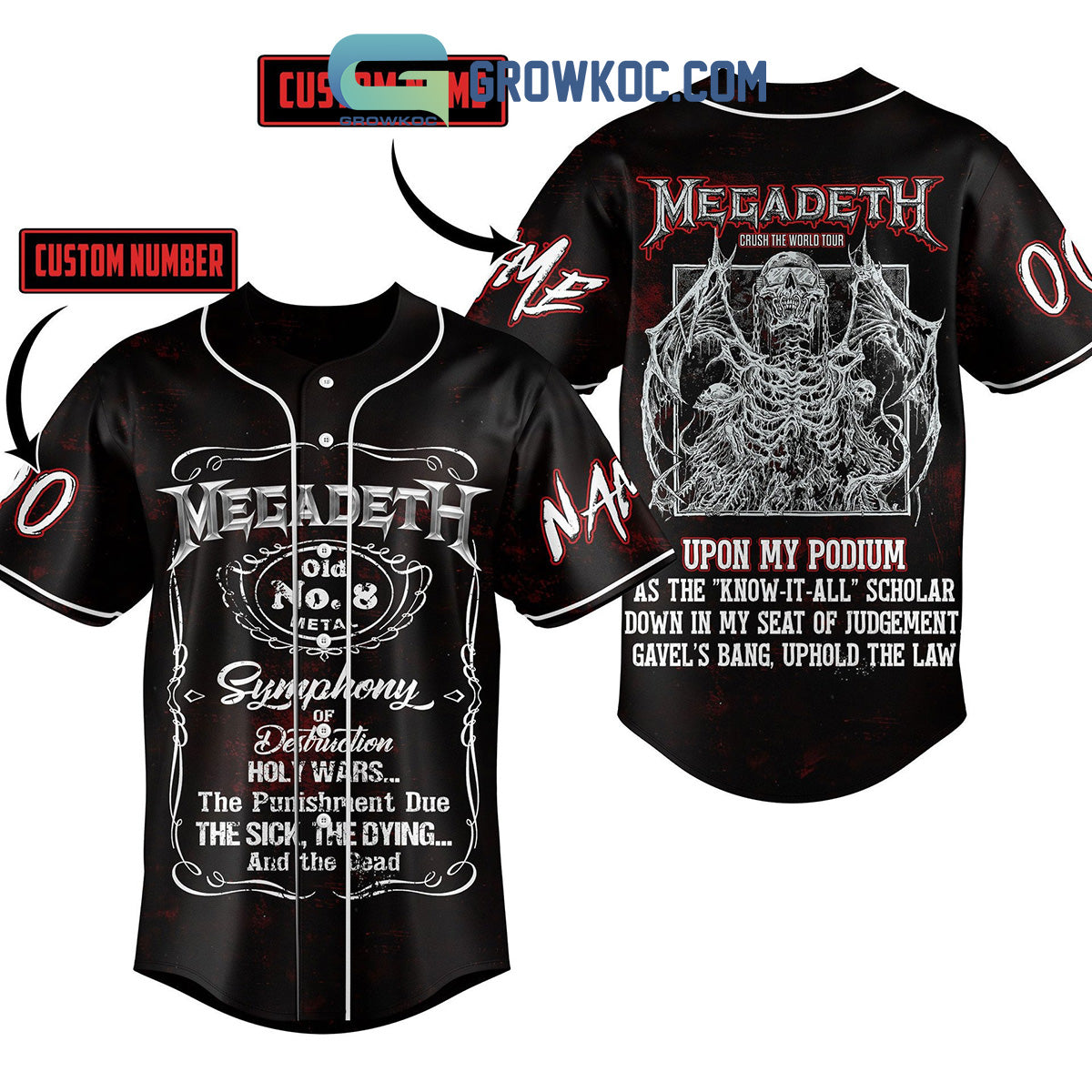 Megadeth Upon My Podium Personalized Baseball Jersey baseball jersey product view 1