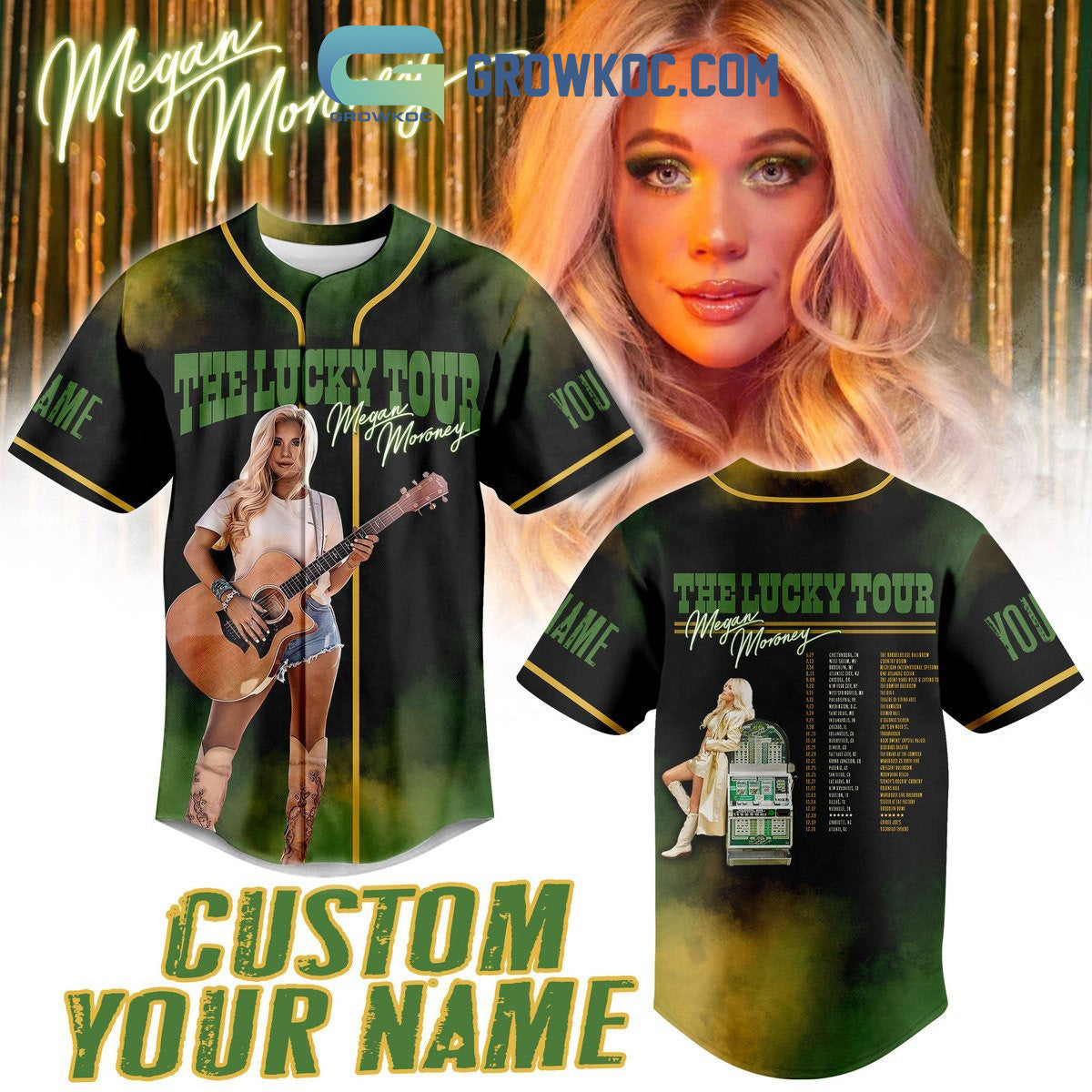 Megan Moroney The Lucky Tour Personalized Baseball Jersey baseball jersey product view 1