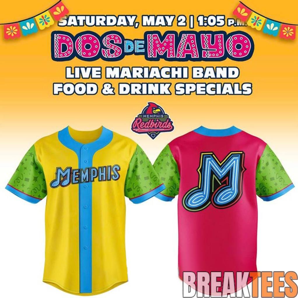 Memphis Redbirds Dos de Mayo Special Baseball Jersey baseball jersey product view 1