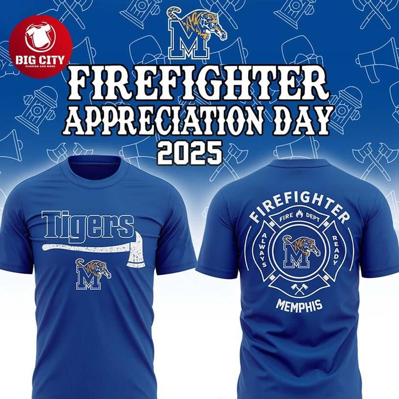 Memphis Tigers Firefighters NCAA Appreciation 2025-2026 Two Sided Shirt Unisex T-shirt, Sweatshirt, Hoodie, Long Sleeve Tee - T-Shirt, Sweatshirt, Hoodie