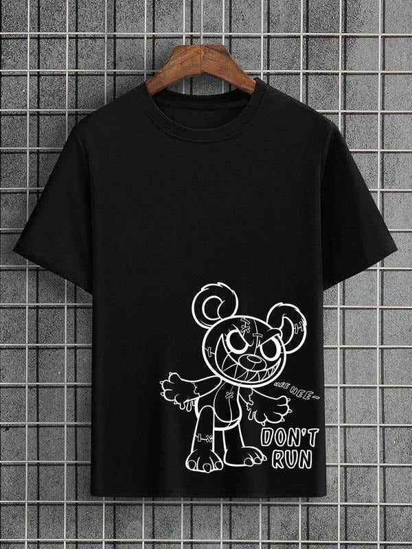 Men'WB shield Cartoon Print Round Neck Tee, Men'WB shield Summer TNF, Regular Fit Short Sleeve Crew Neck T-Shirt, Casual Summer Top for Men - T-Shirt, Sweatshirt, Hoodie