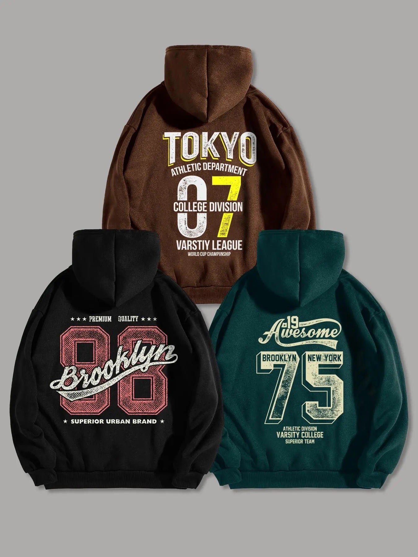 Men'WB shield Letter & Number Print Drop Shoulder Hoodie, Fashion Casual Regular Fit Drawstring Pocket Hooded Sweatshirt for Daily Holiday Outdoor Wear, Men TNF for Spring & Fall style 03 - T-Shirt, Sweatshirt, Hoodie