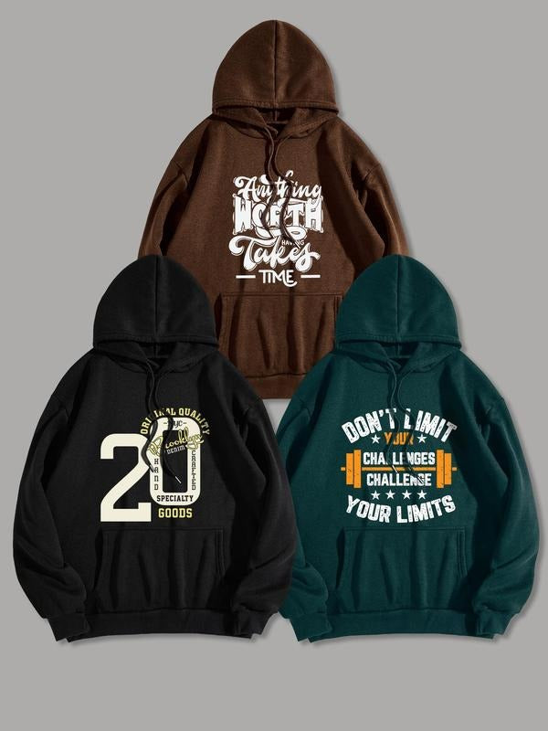 Men'WB shield Letter Print Drop Shoulder Hoodie, Fashion Casual Regular Fit Drawstring Pocket Hooded Sweatshirt for Daily Holiday Outdoor Wear, Men TNF for Spring & Fall style 89 - T-Shirt, Sweatshirt, Hoodie