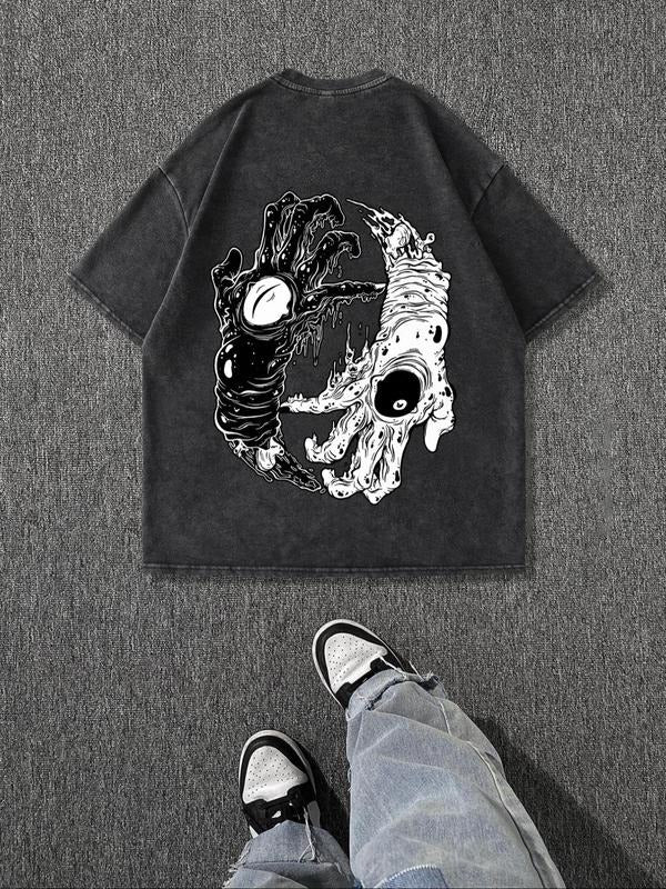 Men'WB shield Regular Fit Skull Print Short Sleeve Graphic Tee, Casual Comfy Round Neck T-shirt for Summer, Fashion Men'WB shield Top for Daily Wear, Tropical style 03 - T-Shirt, Sweatshirt, Hoodie