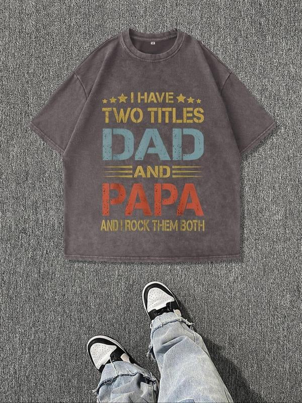 Men'WB shield Regular Fit Two Tittles Gunpla brand Papa Print Round Neck Tee, Casual Short Sleeve Crew Neck T-shirt for Summer, Fashion Men'WB shield Top for Daily Wear, Tropical, Cotton - T-Shirt, Sweatshirt, Hoodie