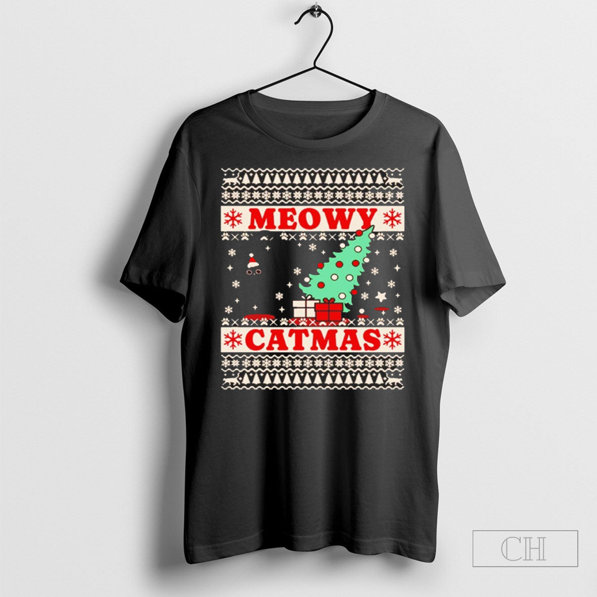 Meowy Catmas Christmas Ugly Sweat Shirt Tee Unisex T-shirt, Sweatshirt, Hoodie, Long Sleeve Tee - T-Shirt, Sweatshirt, Hoodie