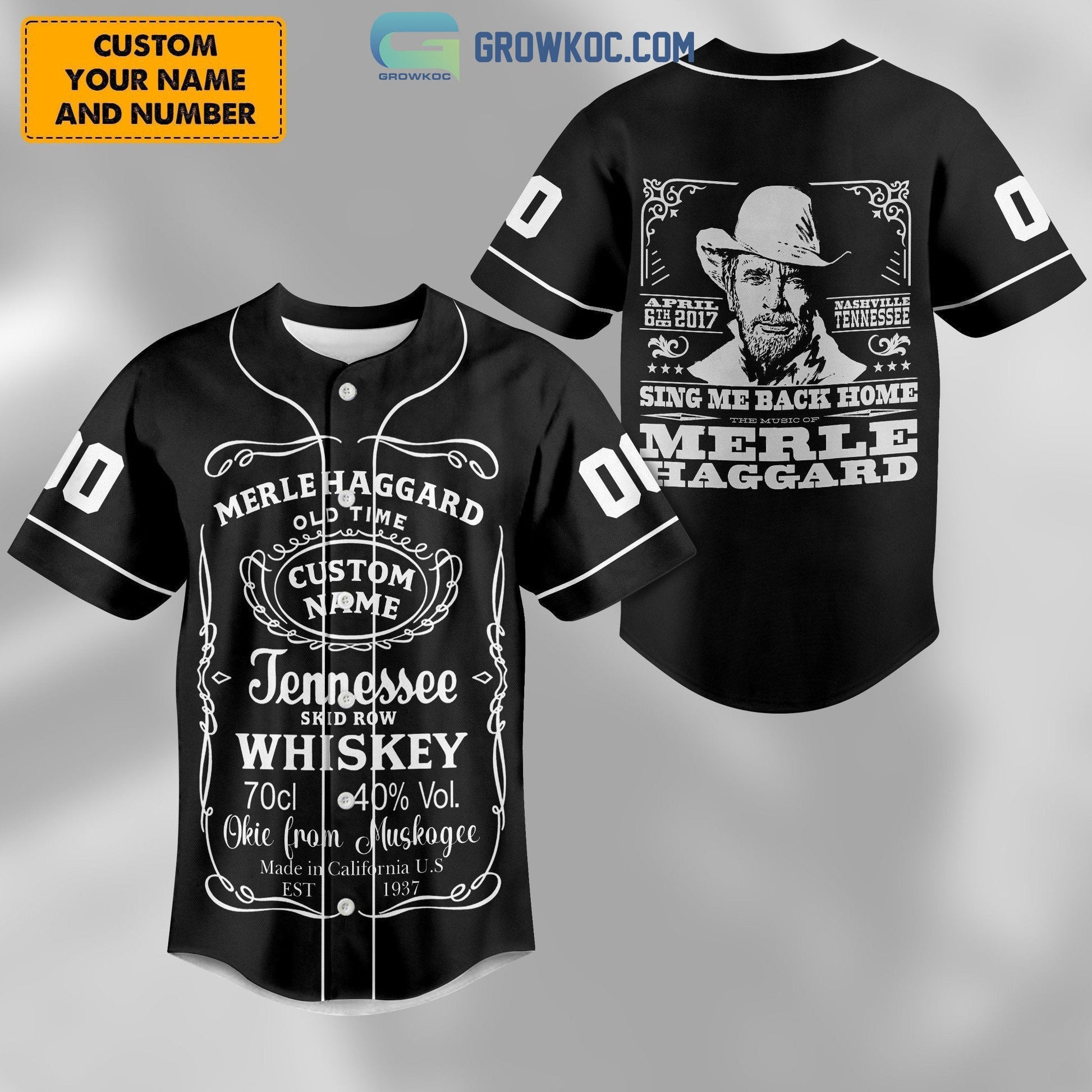 Merle Haggard Sing Me Back Home Personalized Baseball Jersey baseball jersey product view 1