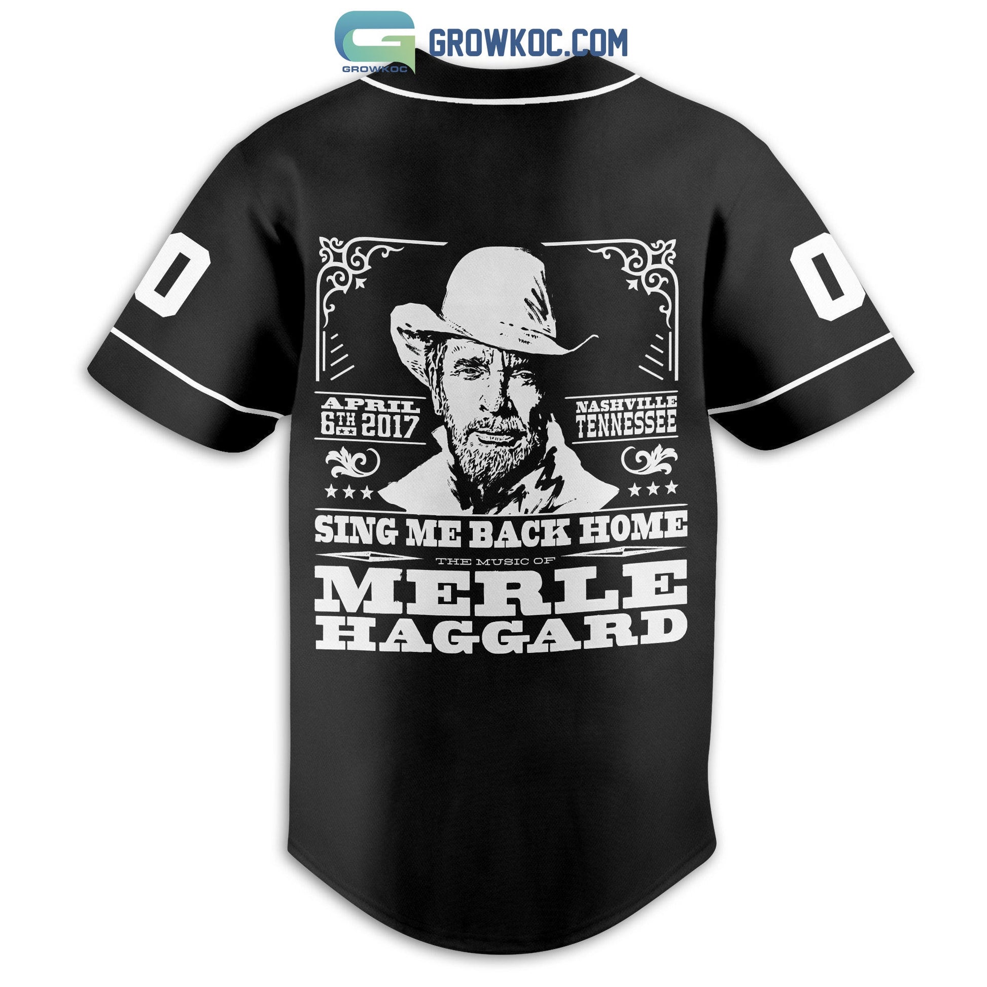 Merle Haggard Sing Me Back Home Personalized Baseball Jersey baseball jersey product view 3
