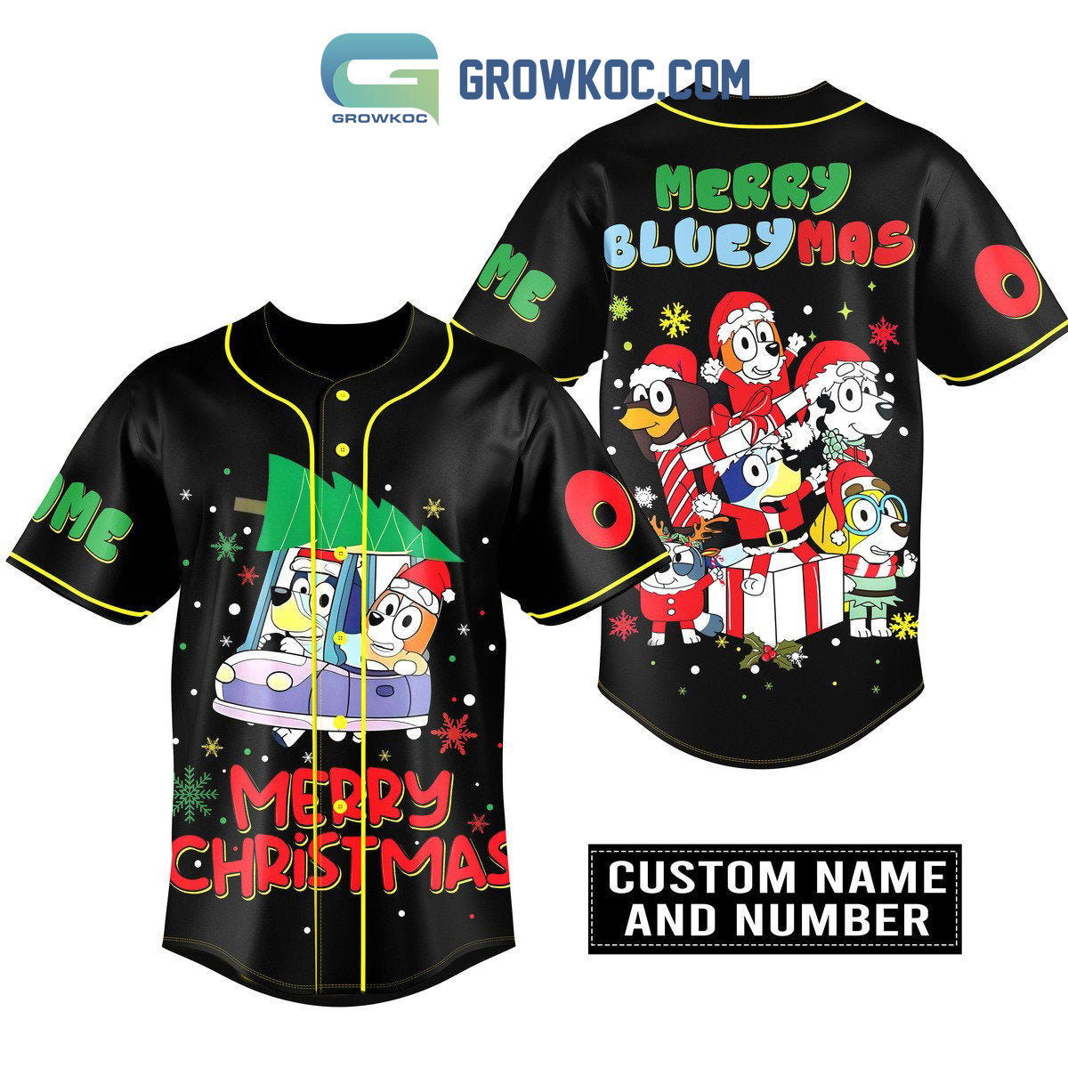 Merry Bluey Xmas Personalized Baseball Jersey baseball jersey product view 1