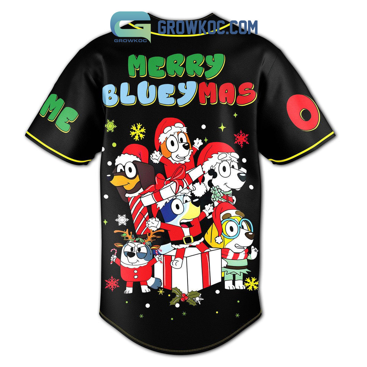 Merry Bluey Xmas Personalized Baseball Jersey baseball jersey product view 3
