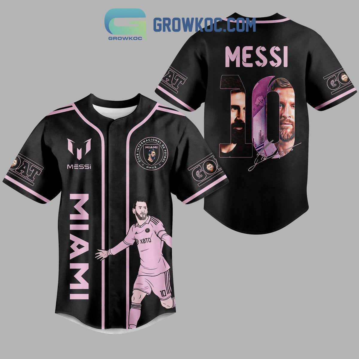 Messi 10 Goat Inter Miami Personalized Baseball Jersey baseball jersey product view 1