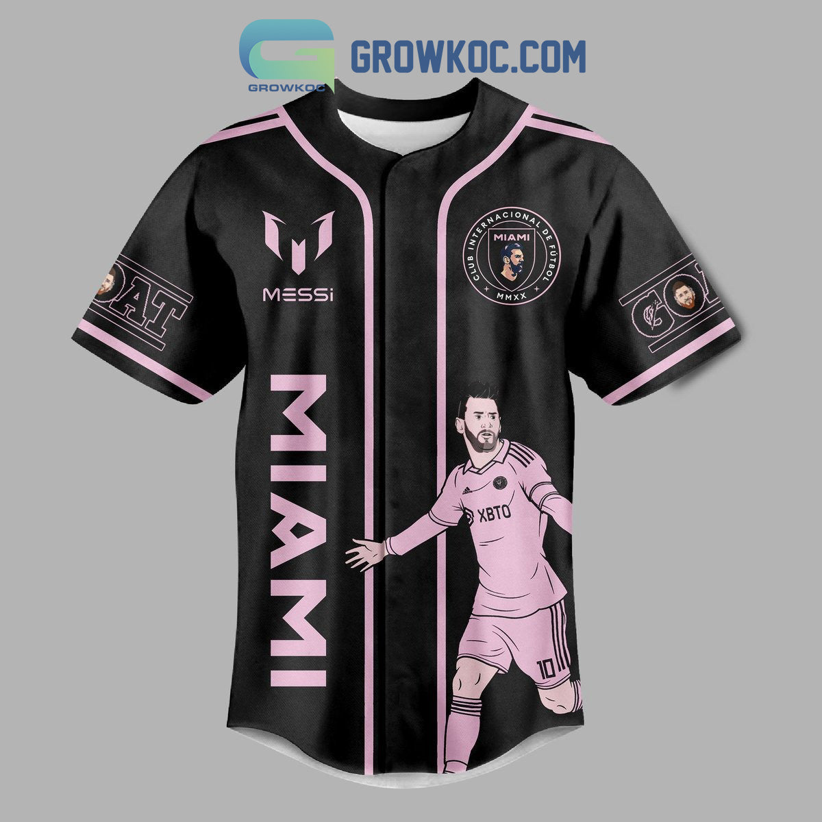 Messi 10 Goat Inter Miami Personalized Baseball Jersey baseball jersey product view 2