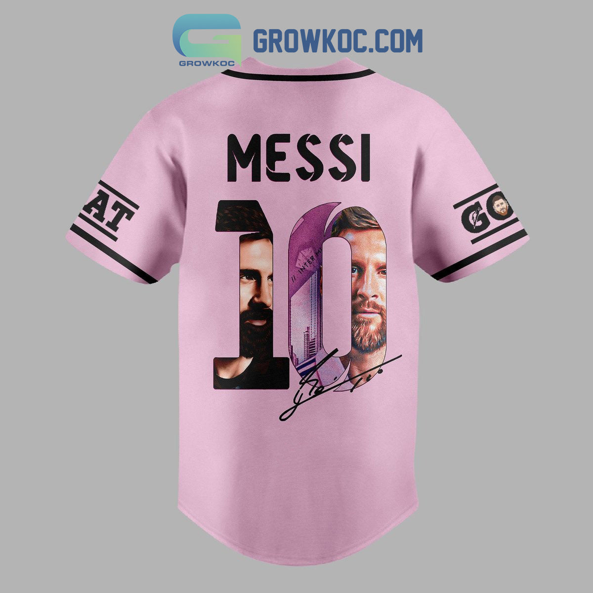 Messi 10 Goat Inter Miami Pink Design Personalized Baseball Jersey baseball jersey product view 3