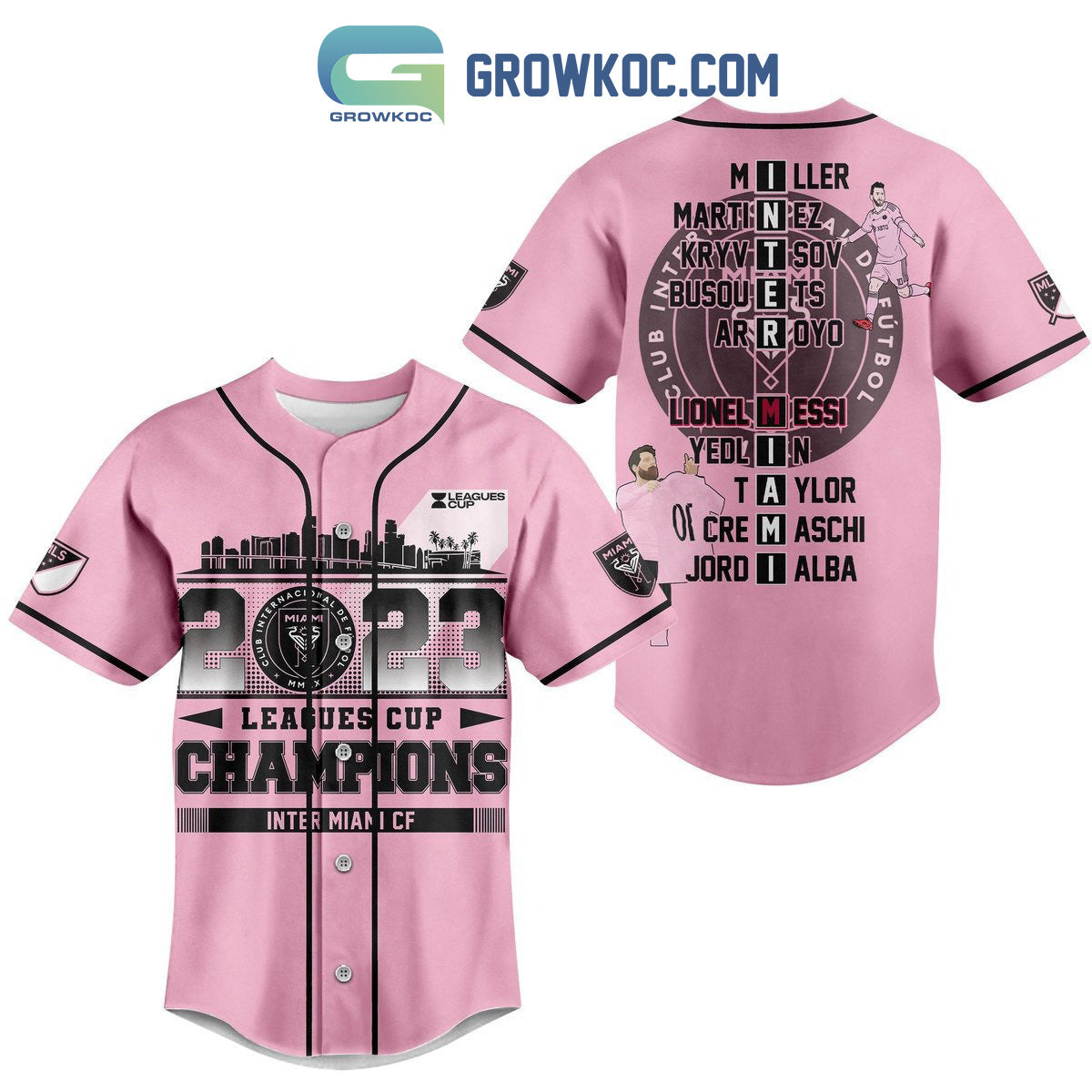 Messi 10 Goat Leagues Cup 2023 Champions Inter Miami Baseball Jersey baseball jersey product view 1