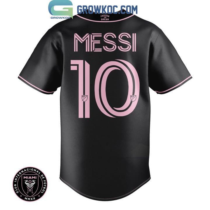 Messi 10 Inter Miami FC Black Design Baseball Jersey baseball jersey product view 3