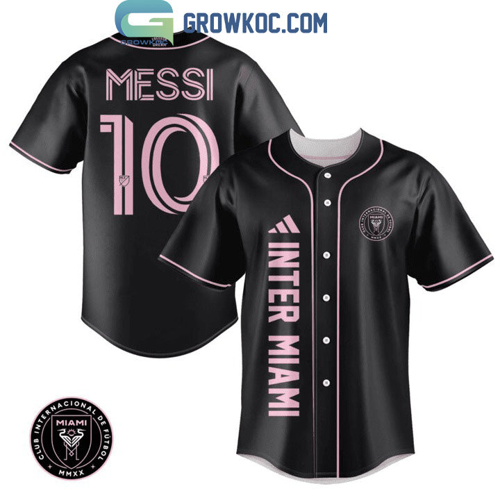 Messi 10 Inter Miami FC Black Design Baseball Jersey baseball jersey product view 1