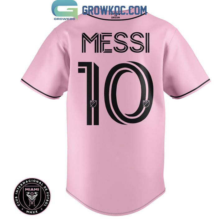 Messi 10 Inter Miami FC Pink Design Baseball Jersey baseball jersey product view 3