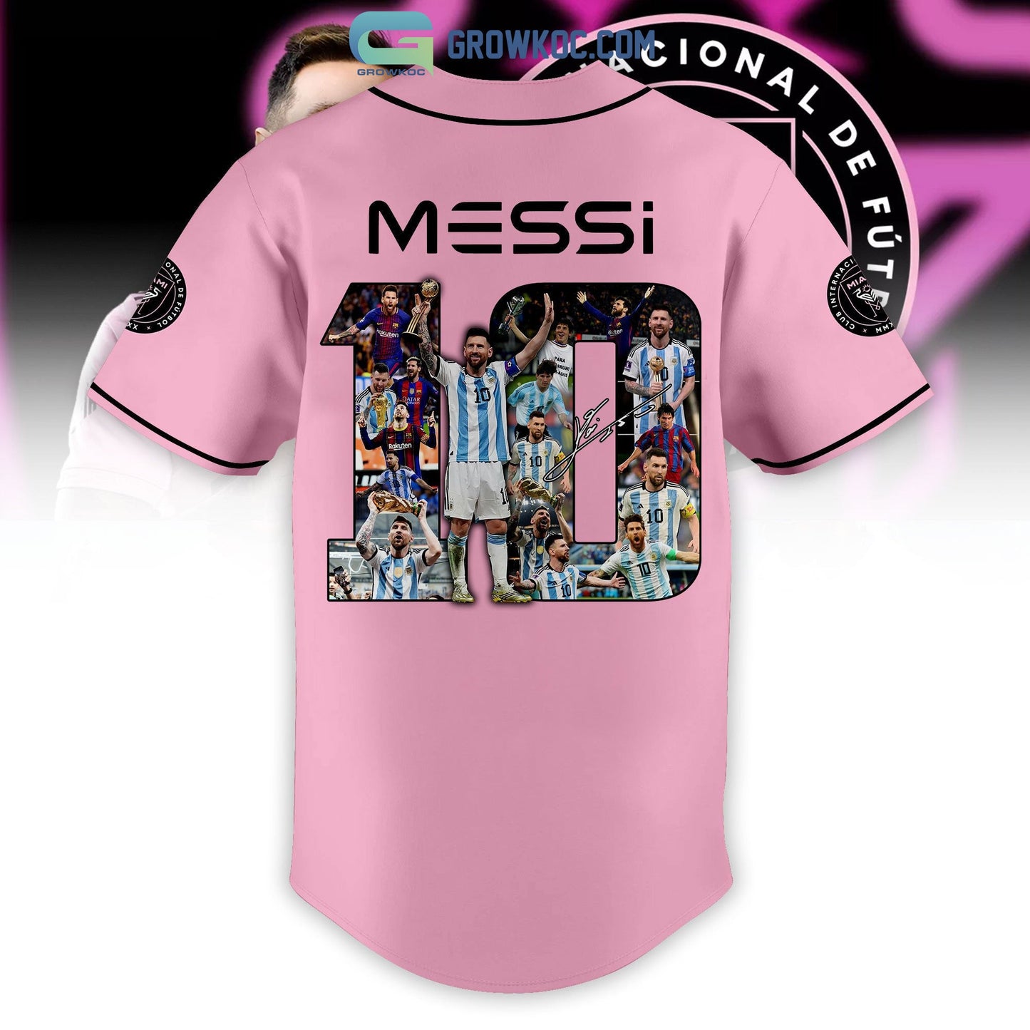 Messi 10 Miami FC Personalized Baseball Jersey baseball jersey product view 3