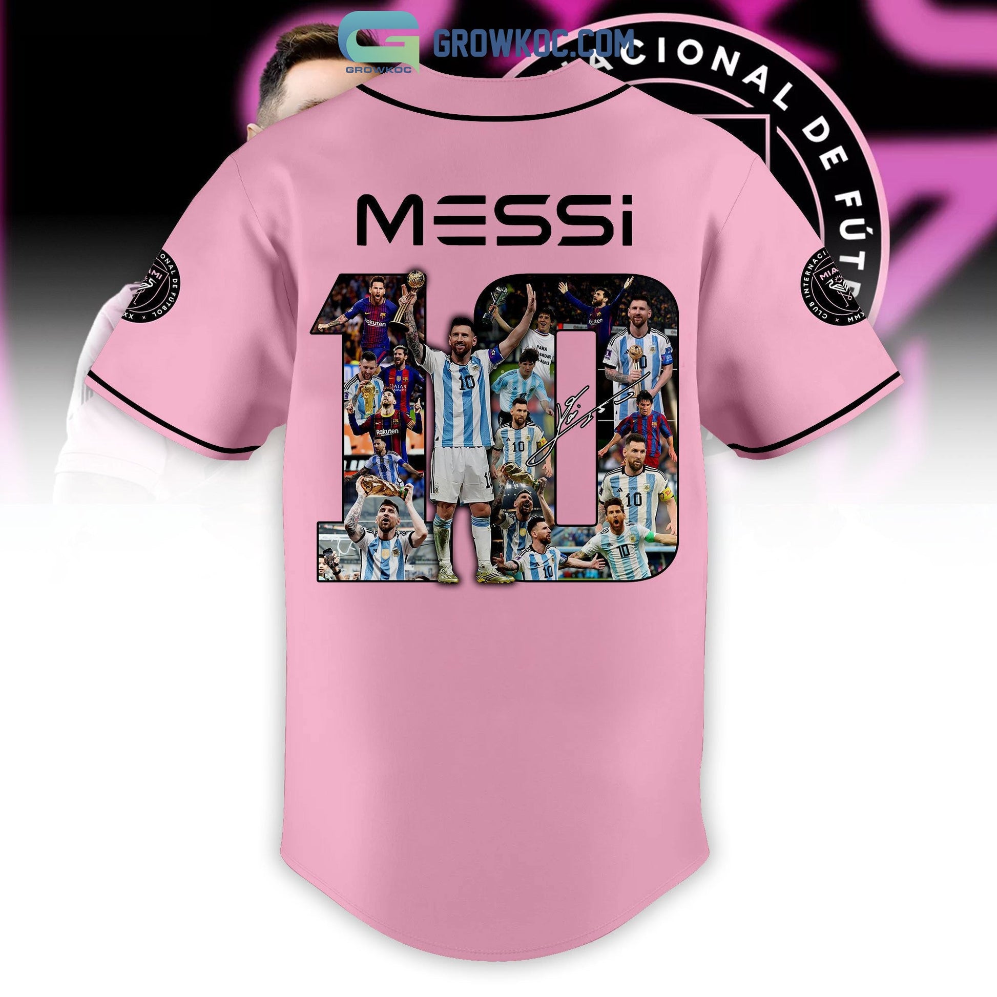Messi 10 Miami FC Personalized Baseball Jersey baseball jersey product view 3