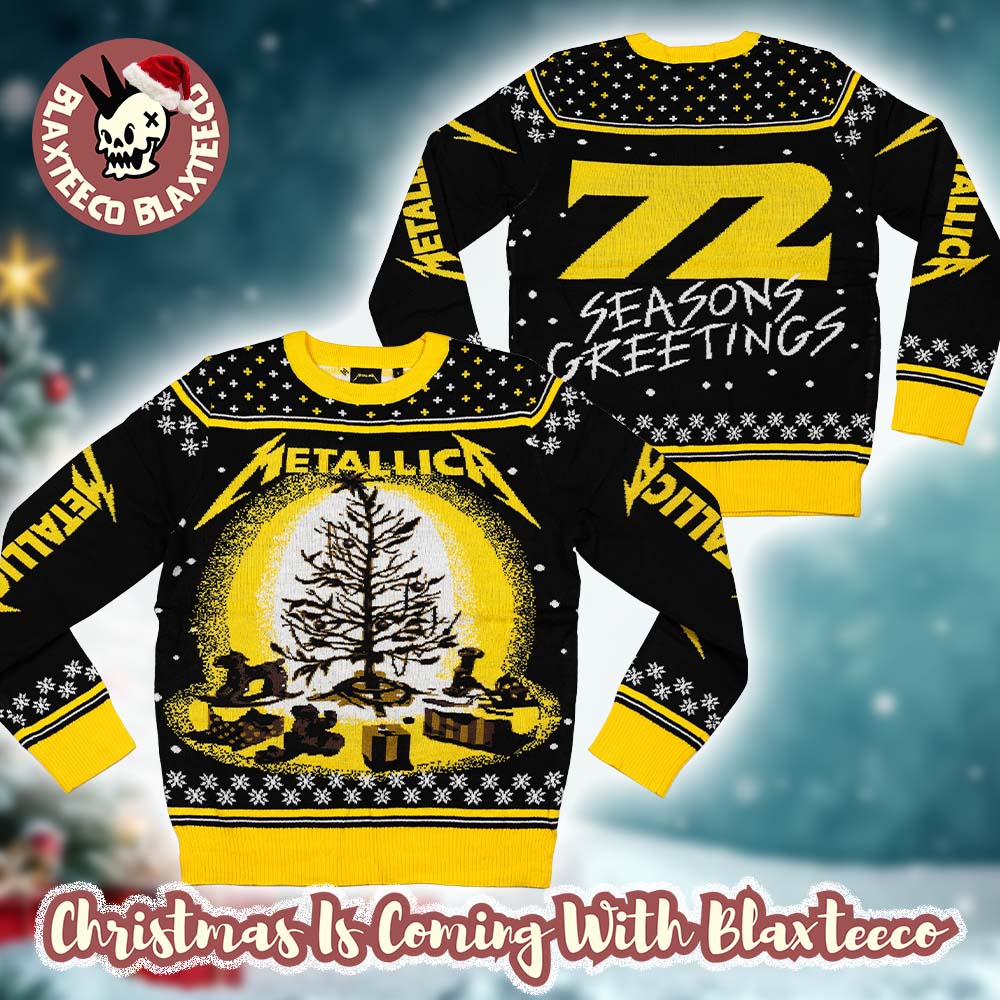 Metallica 72 Seasons Greetings Burnt Tree Holiday Ugly Christmas Sweater Unisex T-shirt, Sweatshirt, Hoodie, Long Sleeve Tee - T-Shirt, Sweatshirt, Hoodie