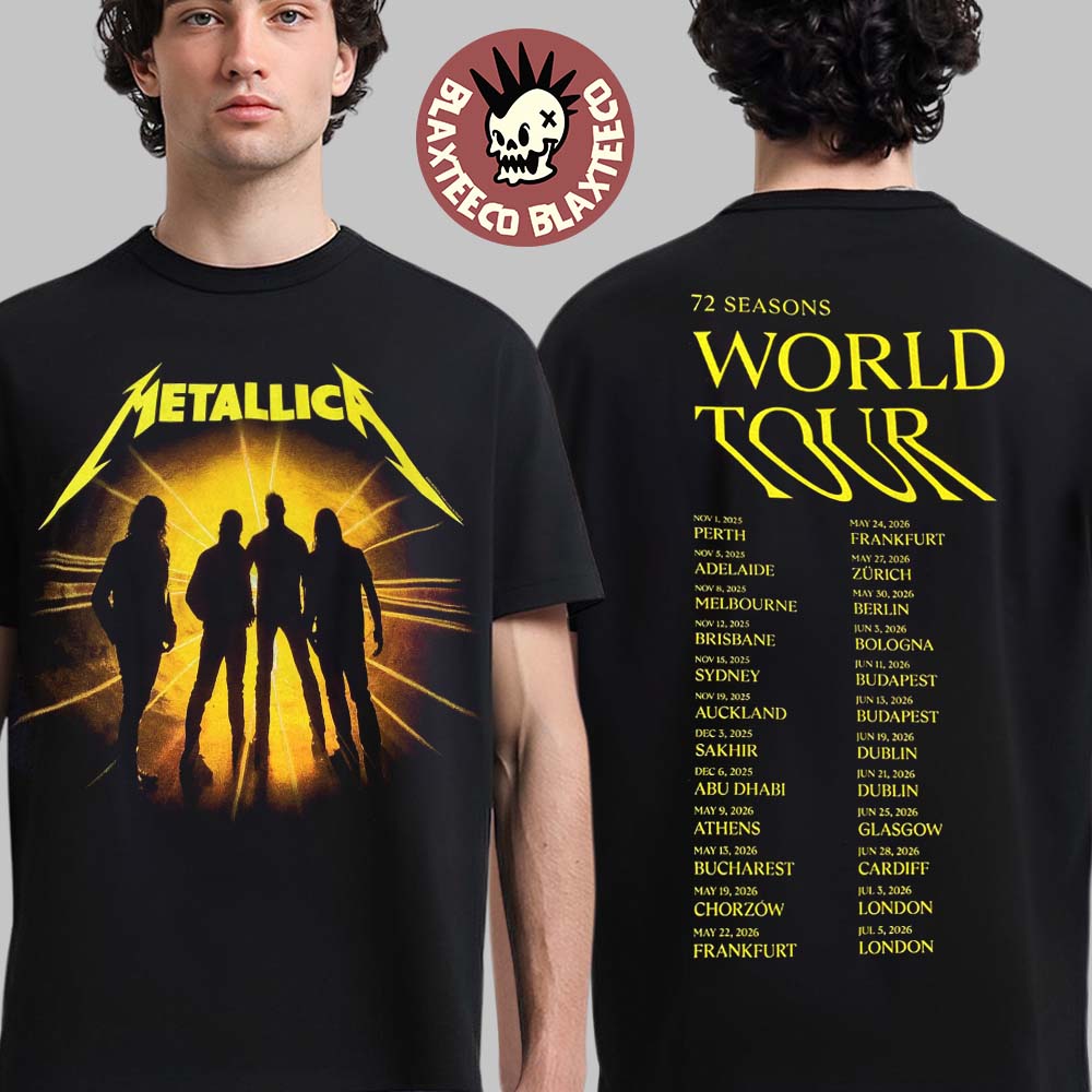 Metallica 72 Seasons World Tour 2025 2026 M72 Album Cover With Dates Back Two Sided T-Shirt - T-Shirt, Sweatshirt, Hoodie