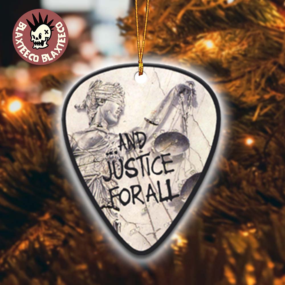 Metallica And Justice For All Album Cover Art Guitar Pick Shape Holiday Christmas Decorations Ornament - T-Shirt, Sweatshirt, Hoodie