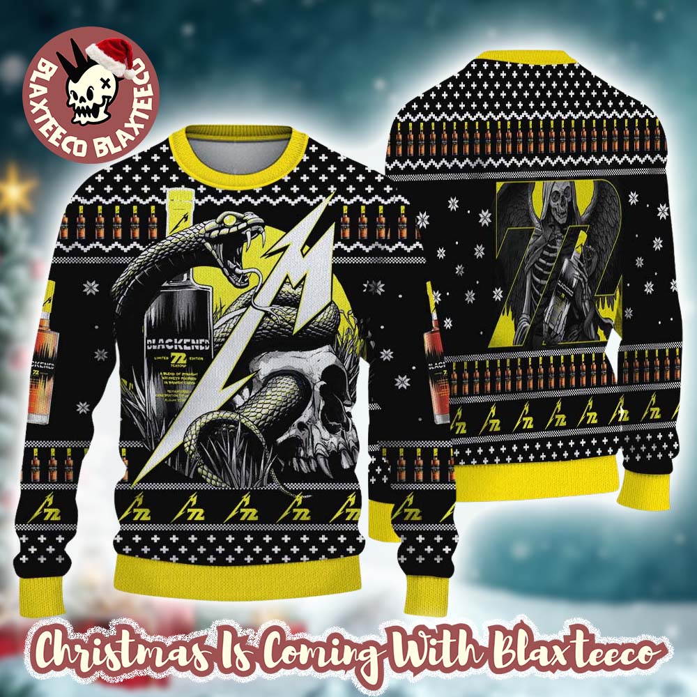 Metallica Blackened Whiskey 72 Seasons Snakes And The Death Ugly Christmas Sweater Unisex T-shirt, Sweatshirt, Hoodie, Long Sleeve Tee - T-Shirt, Sweatshirt, Hoodie