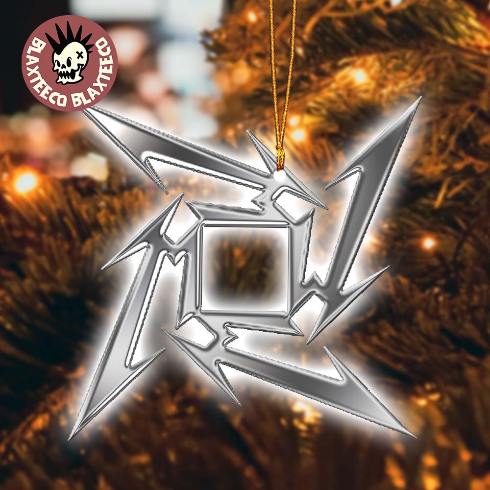 Metallica Chrome Ninja Star Logo Holiday Christmas Decorations Ornament Unisex T-shirt, Sweatshirt, Hoodie, Long Sleeve Tee - T-Shirt, Sweatshirt, Hoodie