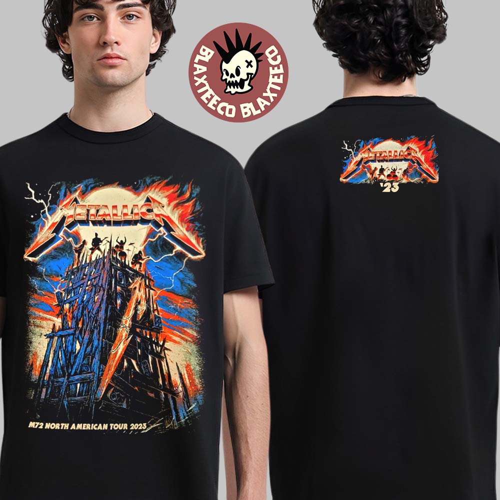 Metallica East Rutherford New Jersey Pop Up Tee Night 1 M72 North American Tour 2023 At Met Life Stadium On August 4 Red Version Two Sides Unisex T-Shirt - T-Shirt, Sweatshirt, Hoodie
