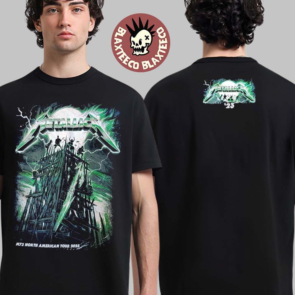 Metallica East Rutherford New Jersey Pop Up Tee Night 2 M72 North American Tour 2023 At Met Life Stadium On August 6 Green Version Two Sides Unisex T-Shirt - T-Shirt, Sweatshirt, Hoodie