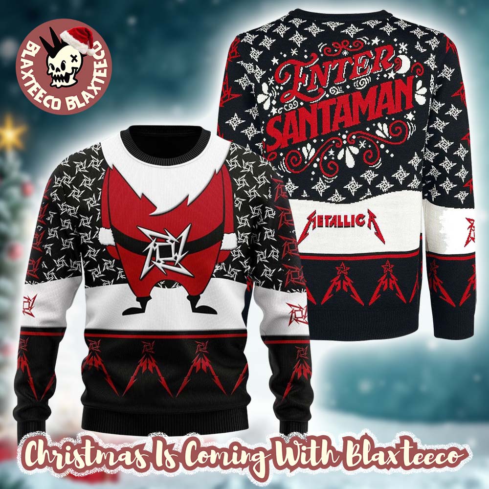 Metallica Enter Santaman Snow Ninja Star Pattern Ugly Christmas Sweater Gift For Fans 2025 - T-Shirt, Sweatshirt, Hoodie