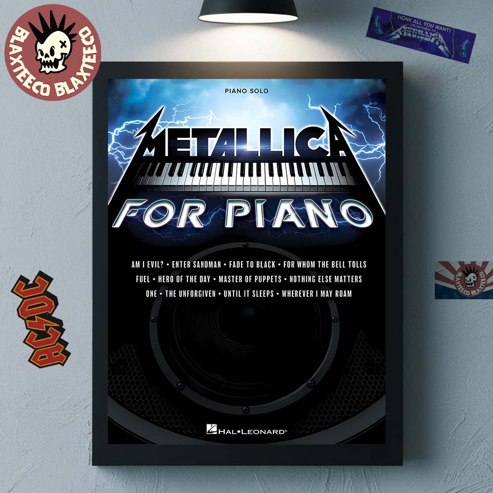 Metallica For Piano Solo Book Cover Wall Decor Poster Canvas Unisex T-shirt, Sweatshirt, Hoodie, Long Sleeve Tee - T-Shirt, Sweatshirt, Hoodie