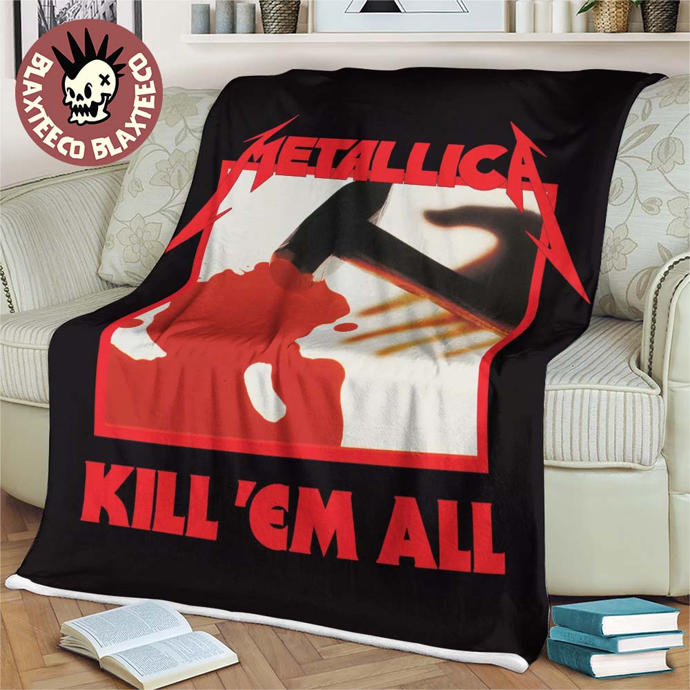 Metallica Kill Em All Album Cover Art Gift For Fans Fleece Blanket Unisex T-shirt, Sweatshirt, Hoodie, Long Sleeve Tee - T-Shirt, Sweatshirt, Hoodie