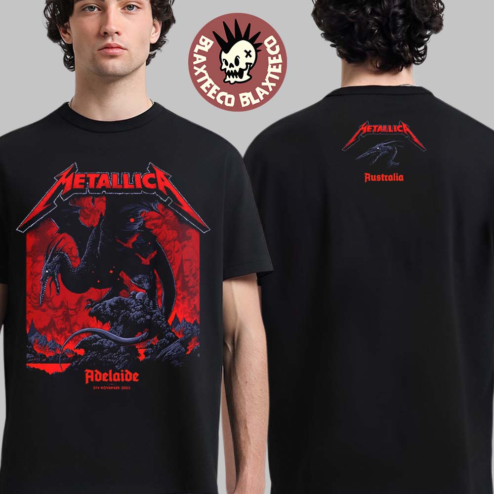 Metallica M72 Adelaide Australia Pop Up Shop Exclusive Tee By Ken Taylor At Adelaide Oval On November 5 2025 Pterosaur Art T-Shirt - T-Shirt, Sweatshirt, Hoodie