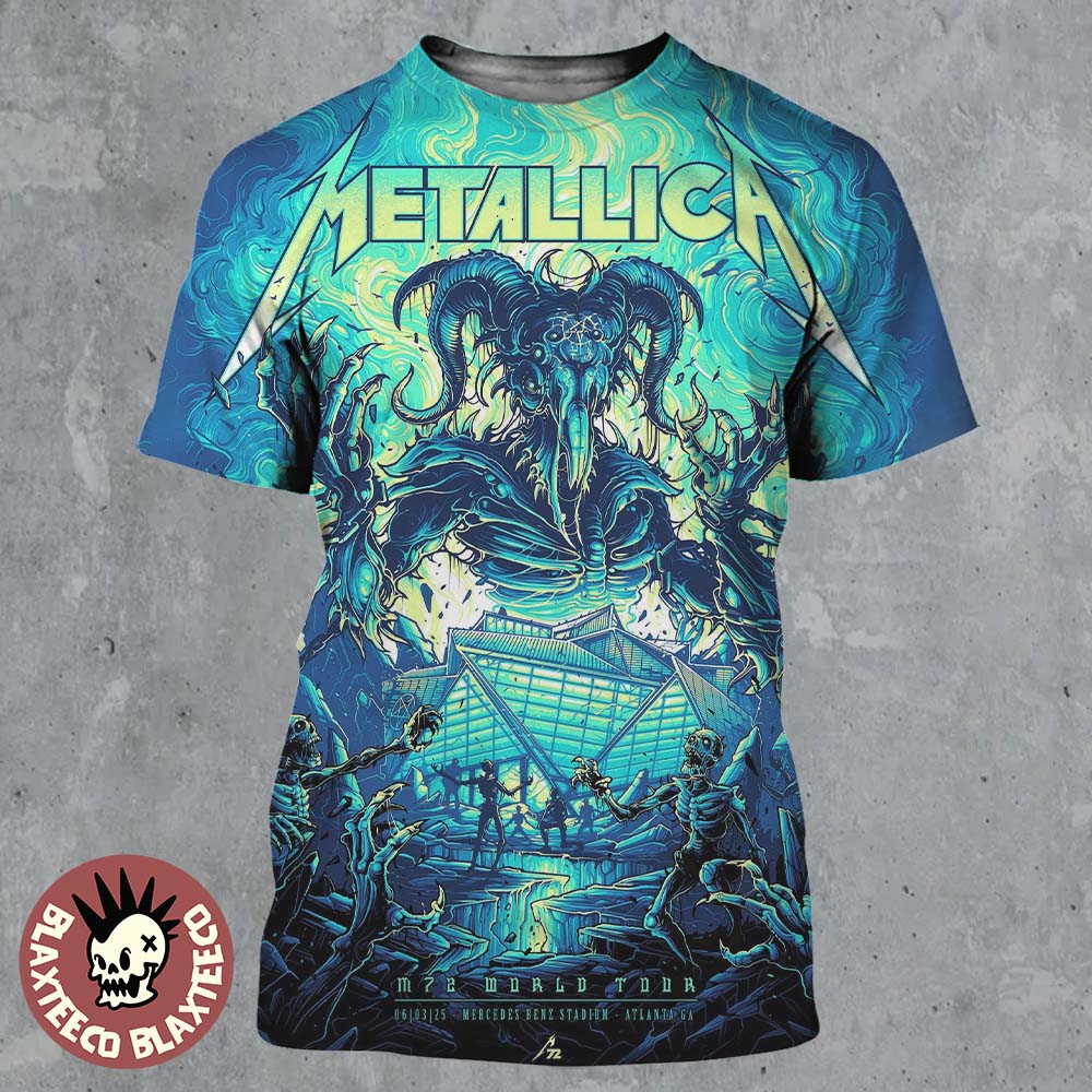 Metallica M72 Atlanta 2025 Pop Up Shop Poster In Atlanta Georgia At Mercedes Benz Stadium On June 3 2025 All Over Print Shirt - T-Shirt, Sweatshirt, Hoodie