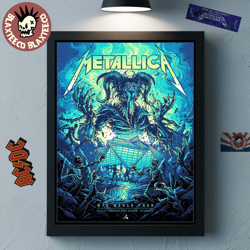 Metallica M72 Atlanta 2025 Pop Up Shop Poster In Atlanta Georgia At Mercedes Benz Stadium On June 3 2025 Home Decor Poster Canvas - T-Shirt, Sweatshirt, Hoodie