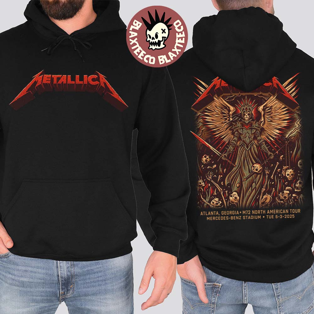 Metallica M72 Atlanta 2025 Venue Hoodie In Atlanta Georgia At Mercedes Benz Stadium On June 3 2025 Two Sided Hoodie - T-Shirt, Sweatshirt, Hoodie