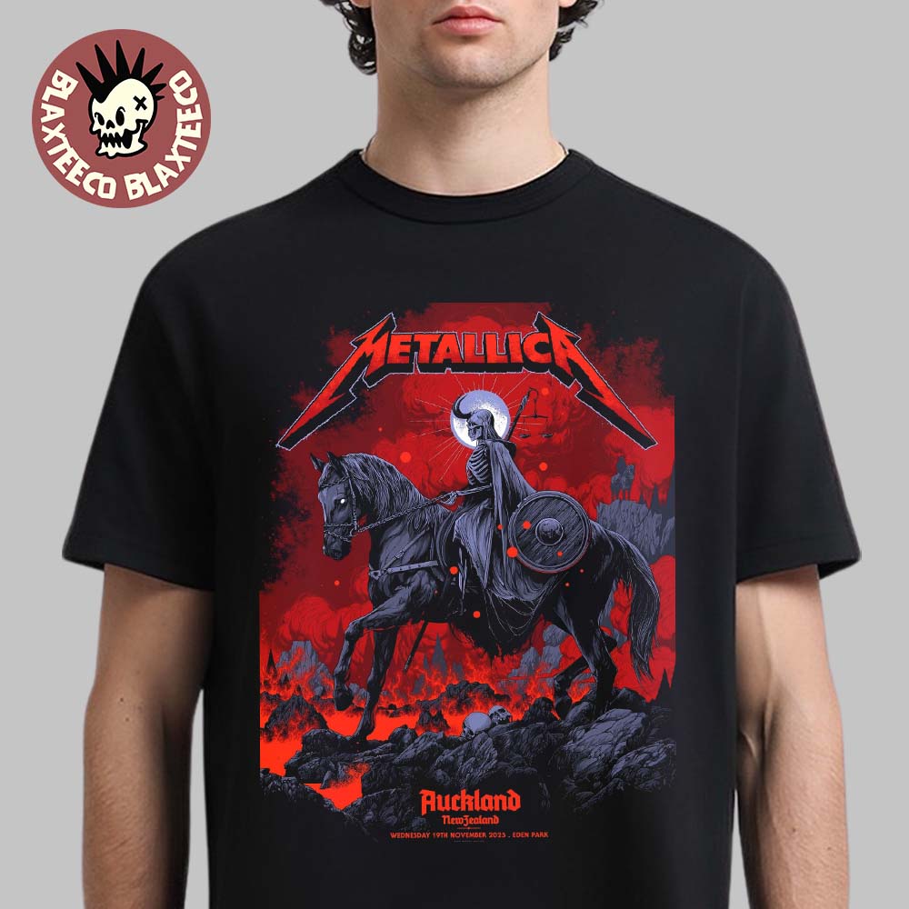 Metallica M72 Auckland New Zealand 2025 Pop Up Shop Poster Art By Ken Taylor At Eden Park On 19 November 2025 The Skeletal Horseman Art T-Shirt - T-Shirt, Sweatshirt, Hoodie