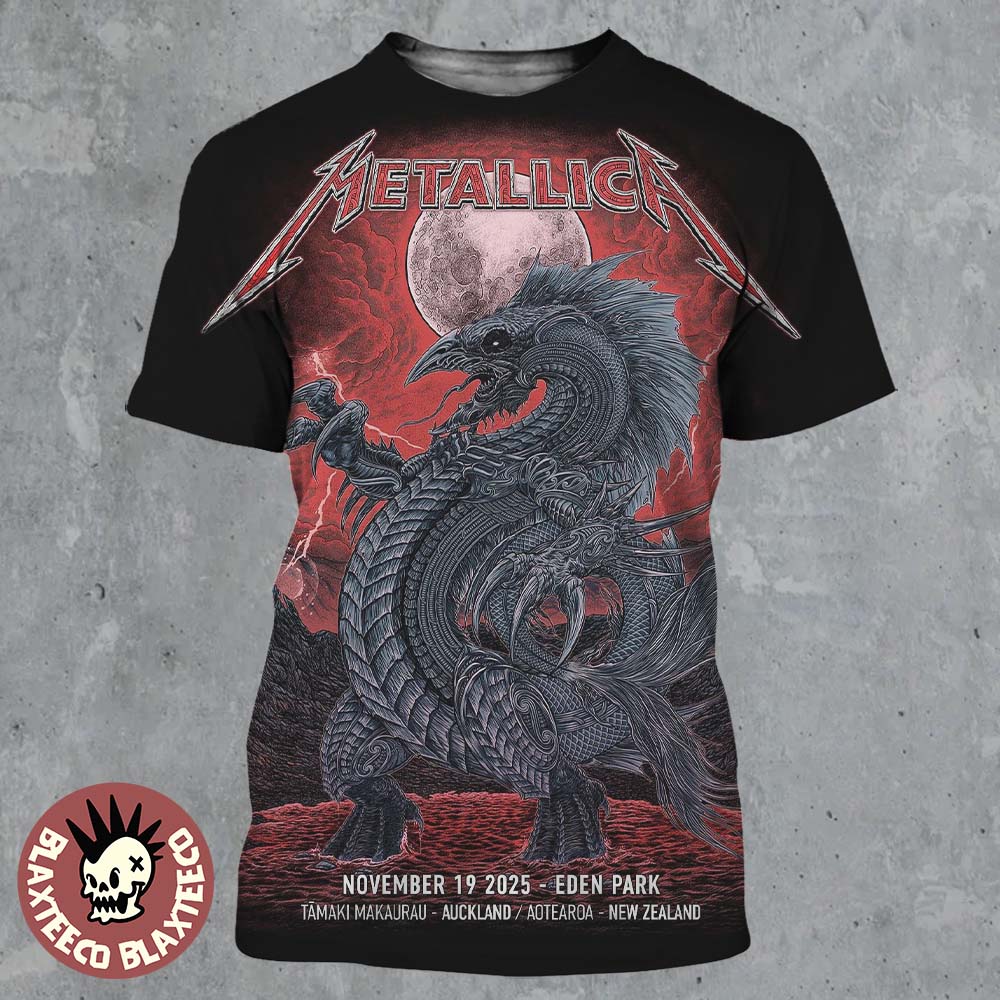 Metallica M72 Auckland New Zealand 2025 Venue Poster At Eden Park On November 19 2025 The Blood Moon Dragon Art All Over Print Shirt - T-Shirt, Sweatshirt, Hoodie