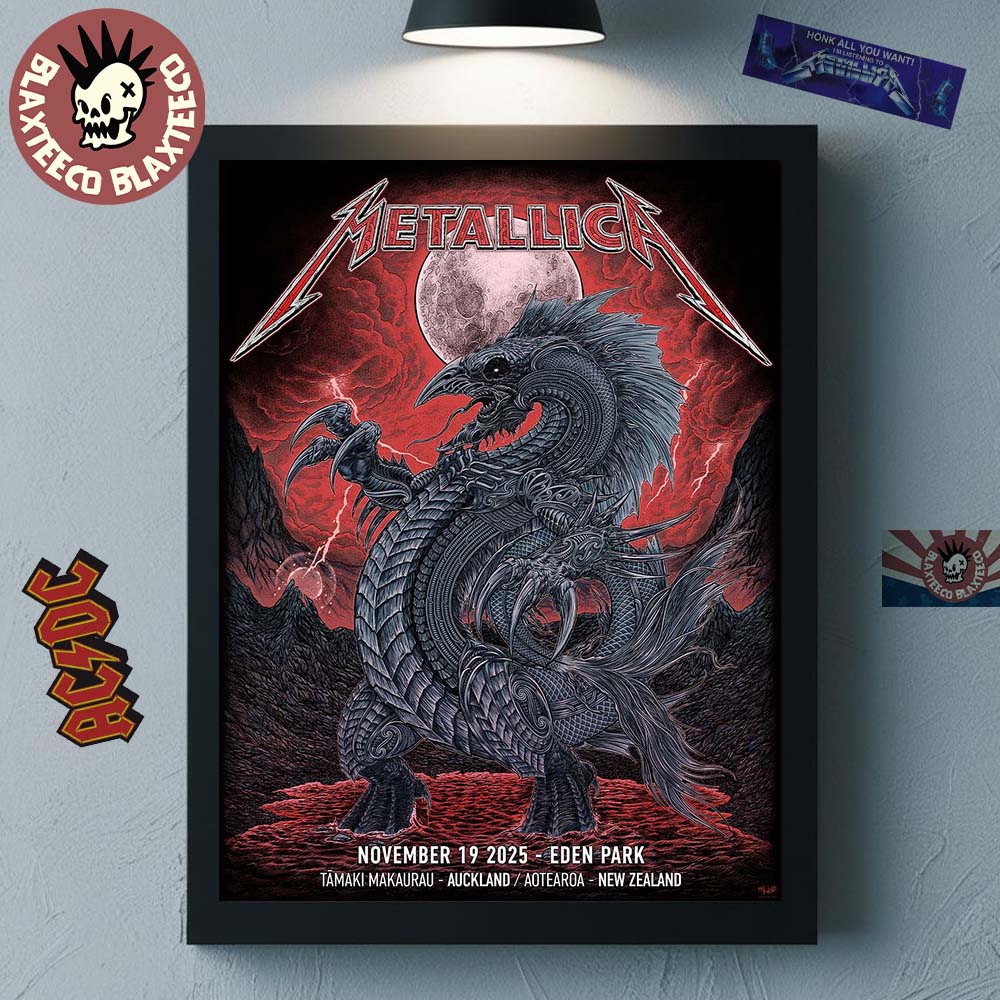 Metallica M72 Auckland New Zealand 2025 Venue Poster At Eden Park On November 19 2025 The Blood Moon Dragon Art Home Decor Poster Canvas - T-Shirt, Sweatshirt, Hoodie