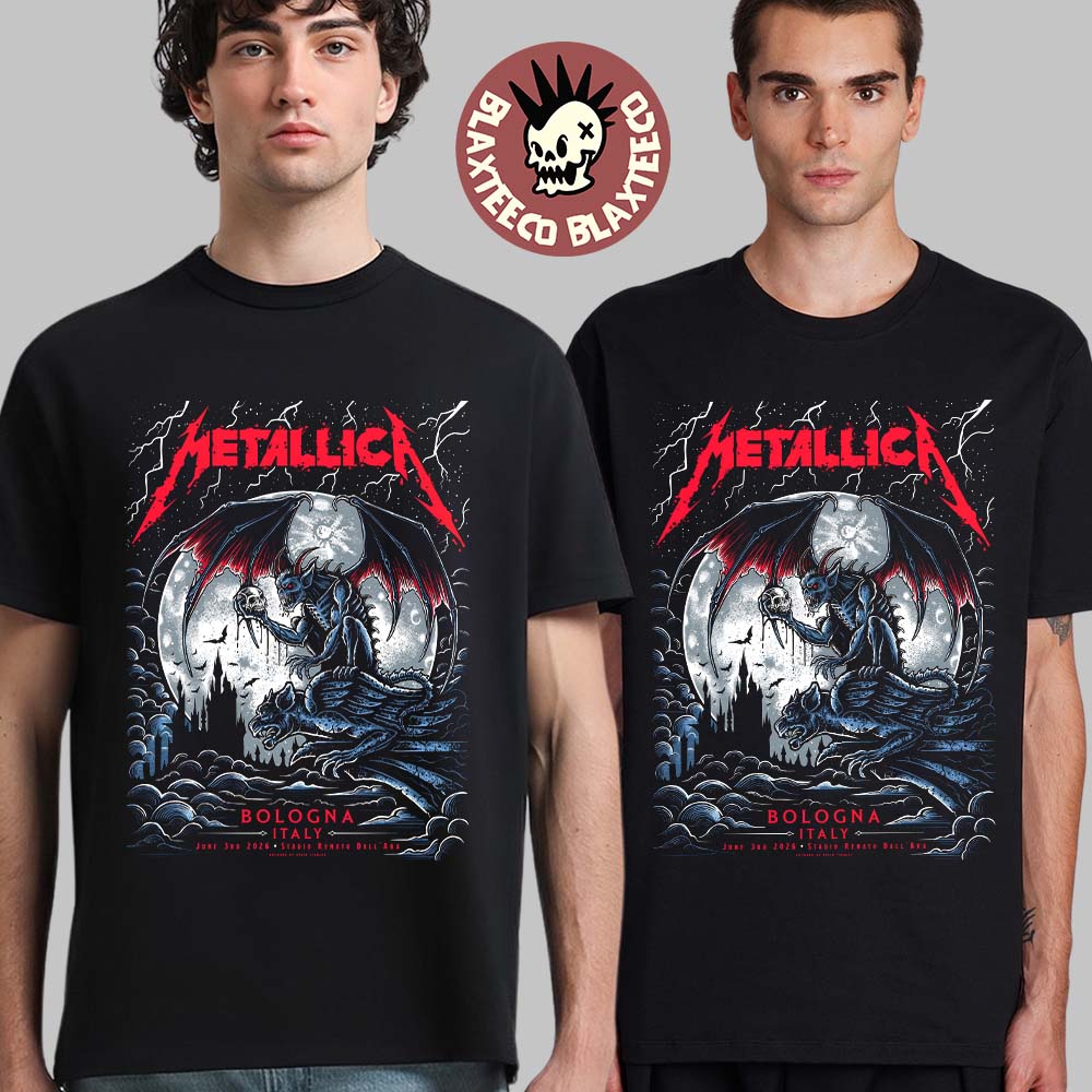 Metallica M72 Bologna Italy 2026 Pop Up Shop Poster At Stadio Renato On June 3 2026 The Gargoyle Winged Demon T-Shirt - T-Shirt, Sweatshirt, Hoodie